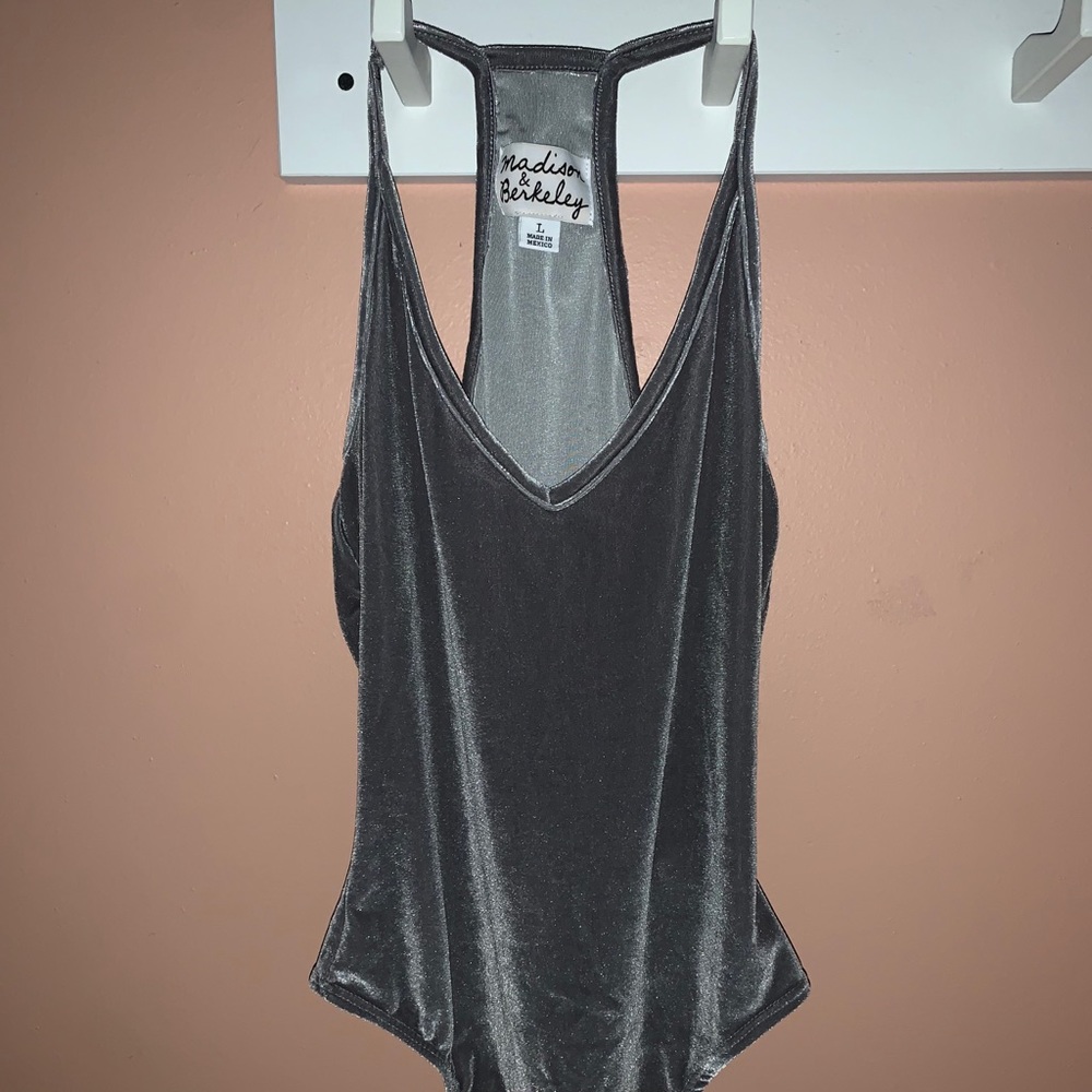 Madison and Berkeley suede grey bodysuit